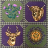 Highland Cow, Stag, Thistles, Celtic Symbol 4 Cushion Panels