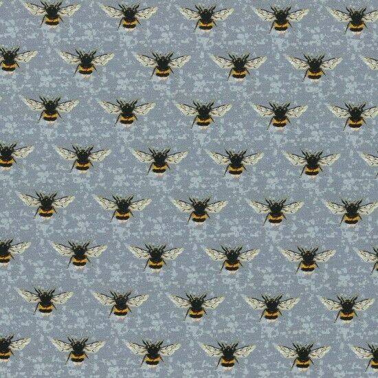 Fat Quarter Nutex Bees On Grey 100% Cotton Quilting Fabric