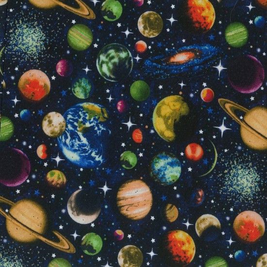 Fat Quarter Scattered Planets100% Cotton Quilting Fabric