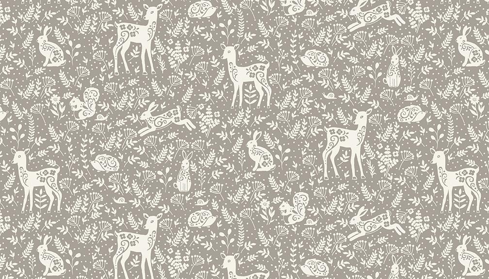 Fat Quarter Clara's Garden Animals On Grey 100%Cotton Quilting Fabric
