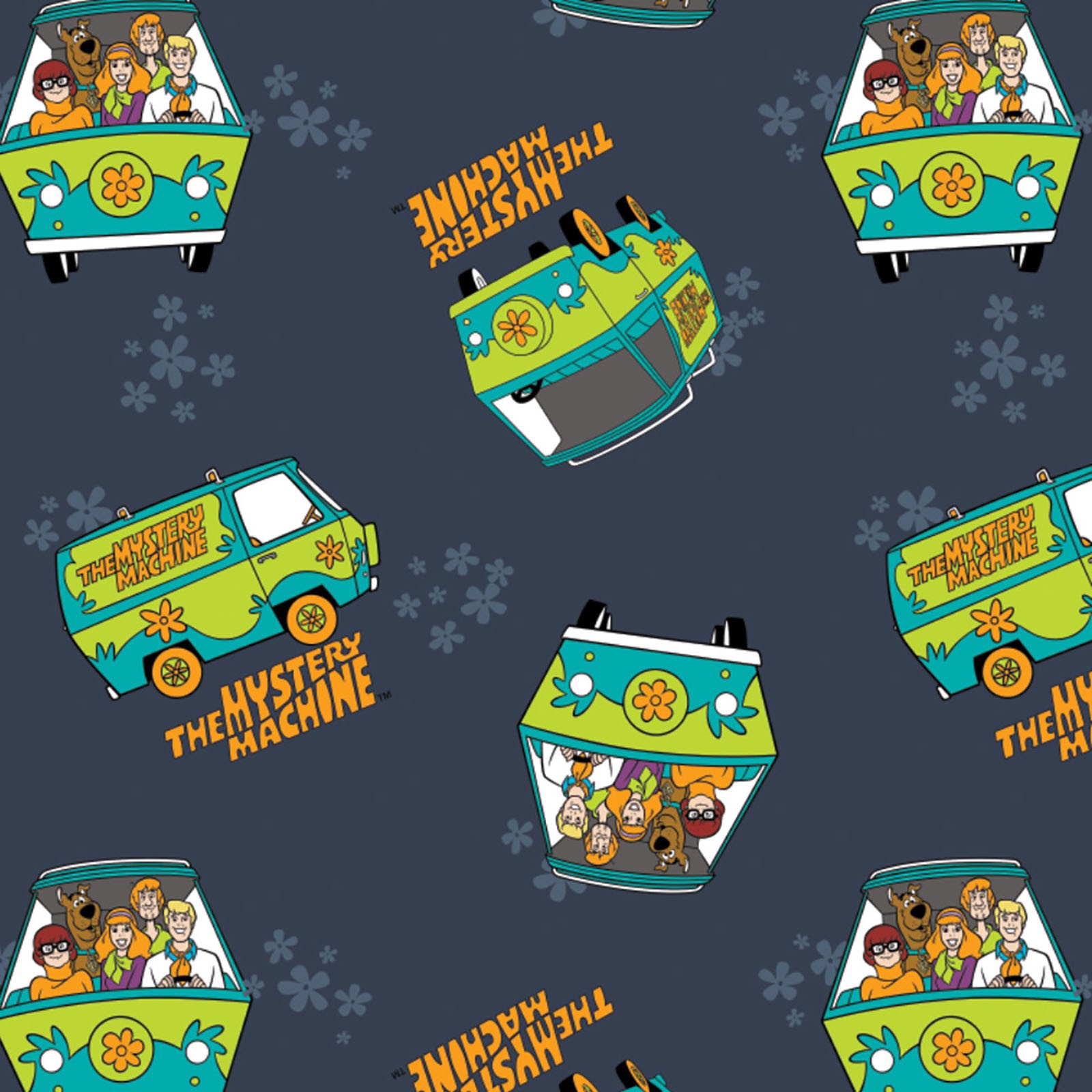 Fat Quarter Scooby Doo Mystery Machine Dark Blue Quilting Cotton Fabric