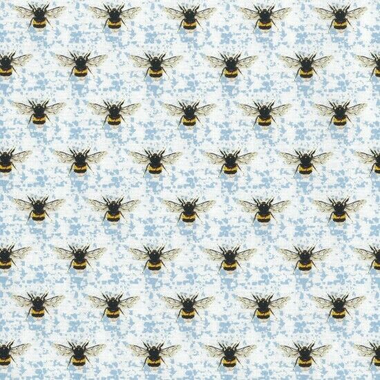 Fat Quarter Nutex Bees On Blue 100% Cotton Quilting Fabric