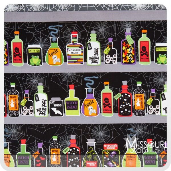 Half A Meter Of Spooktacular Potion Bottles Stripe Halloween 100% Cotton Fabric