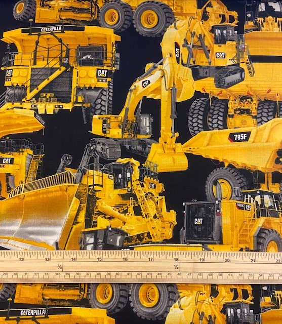 Fat Quarter Digger, Tractor, Vehicles Allover 100% Cotton Fabric