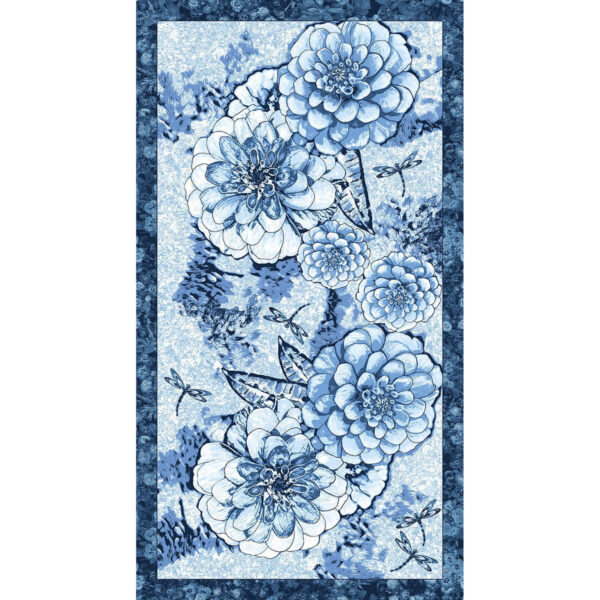 Once In A Blue Moon Floral 100% Cotton Fabric Panel