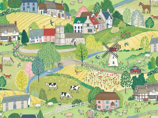 Fat Quarter Village Life Scenic Farm Life 100% Cotton Quilting Fabric