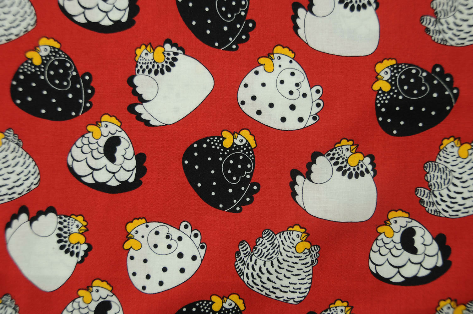 Fat Quarter Brite Happy Hens Chickens Red Cotton Quilting Sewing Fabric