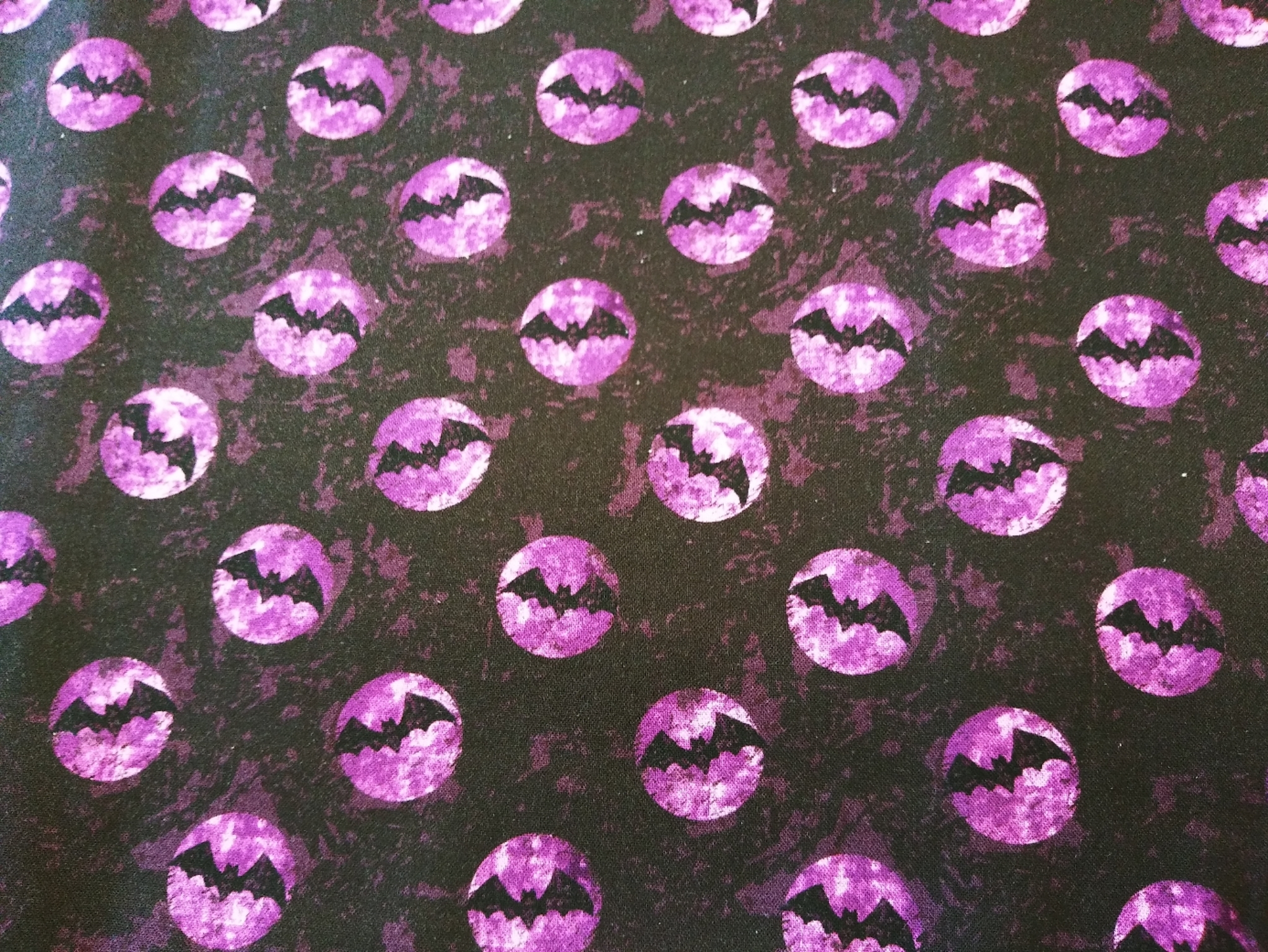 Fat Quarter Halloween Bat Dots On Purple Lightning 100% Cotton Quilting Fabric - Image 2