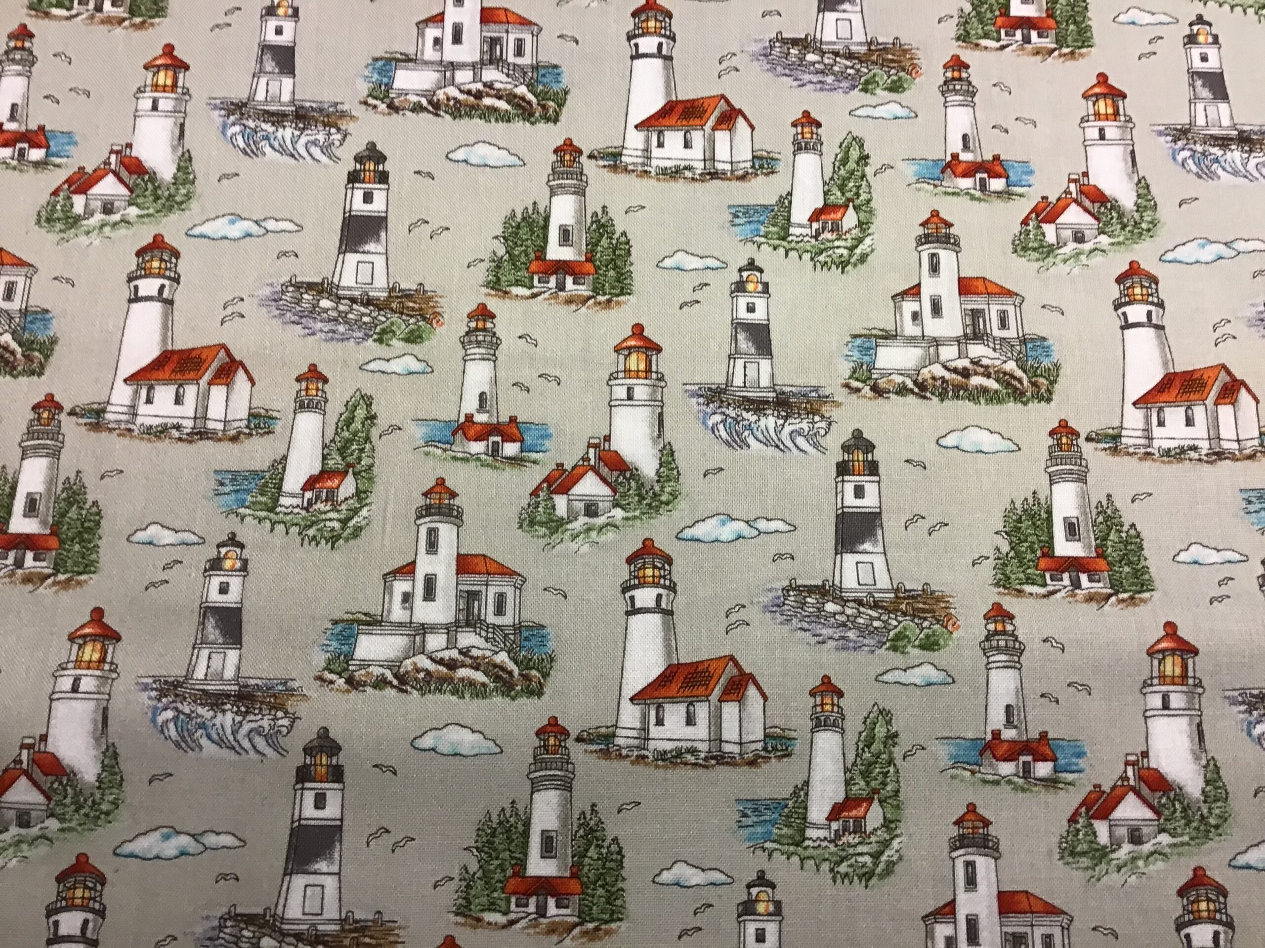 Fat Quarter Lighthouse Wonder Mini Lighthouses 100% Cotton Quilting Fabric
