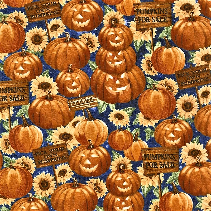 Fat Quarter Halloween Spooky ''Pumpkins For Sale'' 100% Cotton Fabric