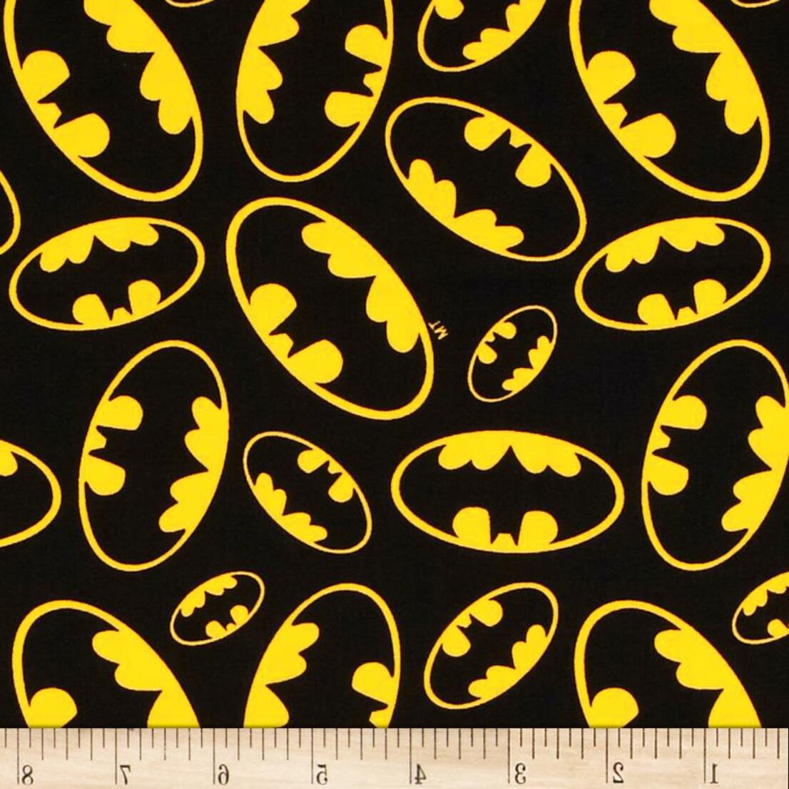 Fat Quarter Batman Logo On Black 100% Cotton Quilting Fabric