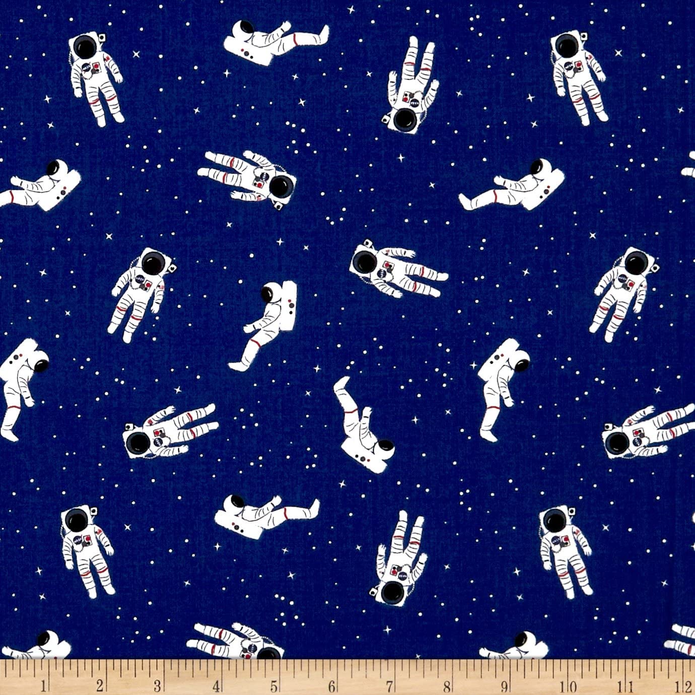 Fat Quarter Out Of This World With NASA Astronauts On Blue 100% Cotton Fabric
