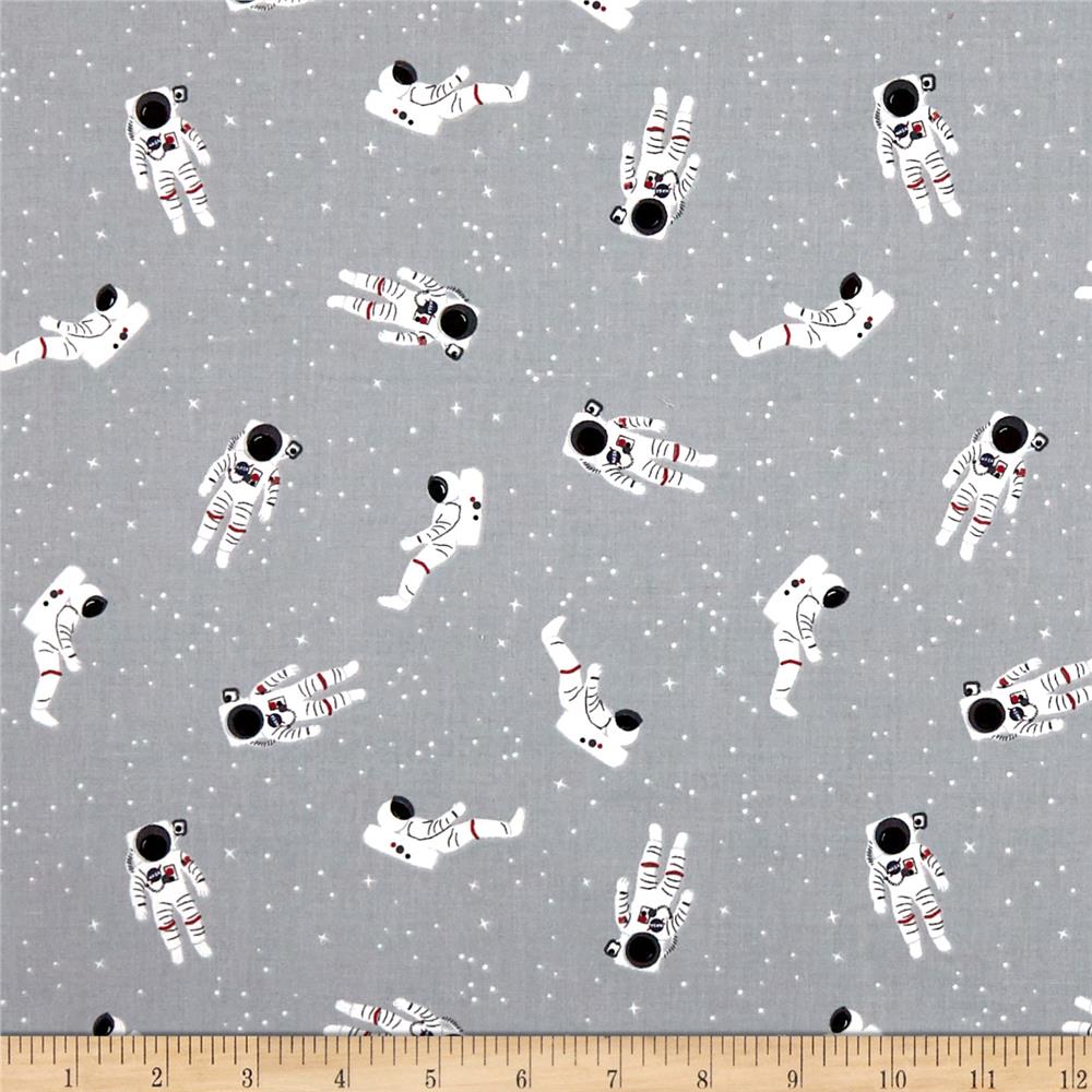 Fat Quarter Out Of This World With NASA Astronauts On Grey 100% Cotton Fabric