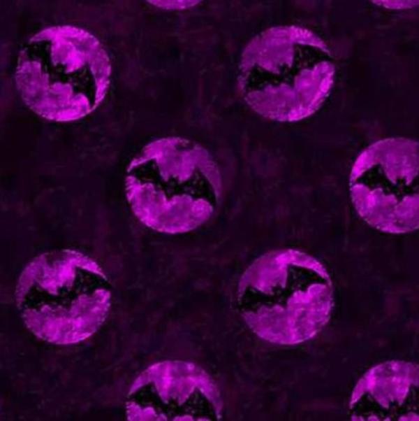 Fat Quarter Halloween Bat Dots On Purple Lightning 100% Cotton Quilting Fabric