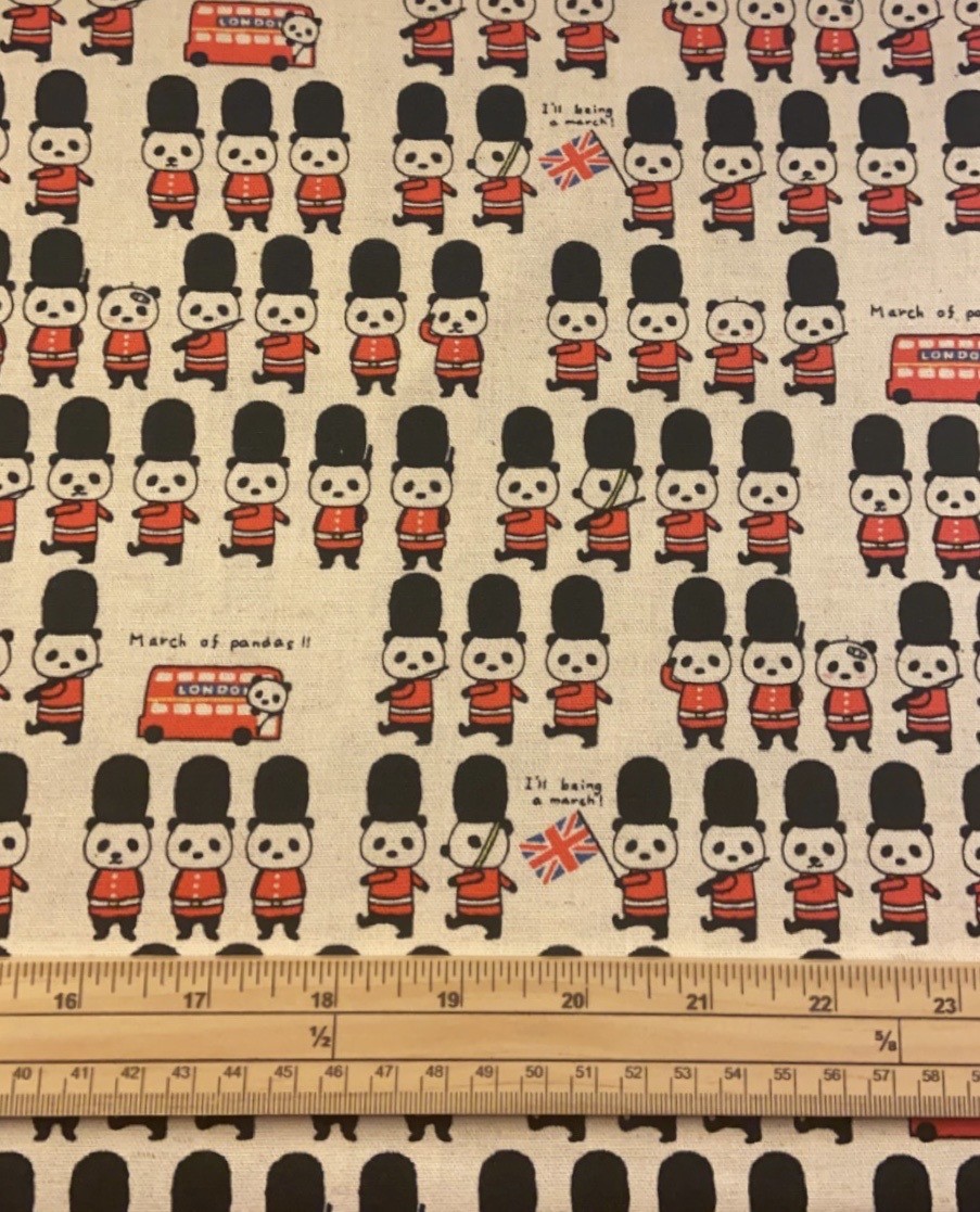 Fat Quarter London March Of Pandas Cotton Linen Fabric