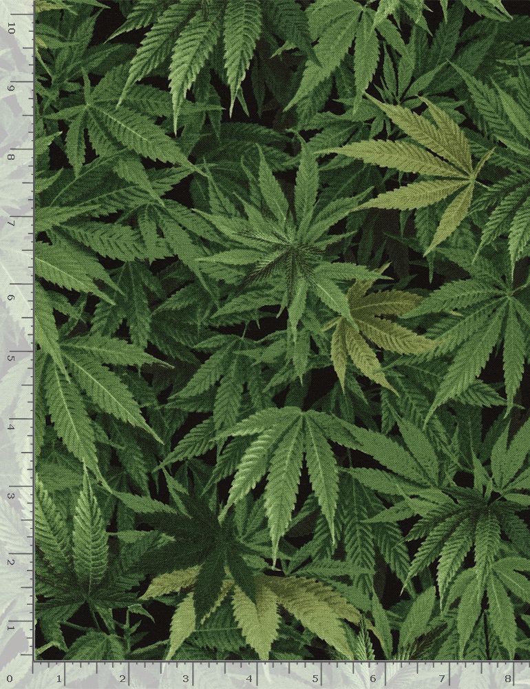 Fat Quarter Hemp Plant Leaves Design Cotton Quilting Sewing Patchwork Fabric