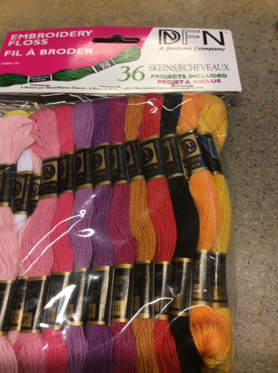 36 Skeins DFN (Janlynn) Cross Stitch Embroidery Sewing Thread - Pastel Shades