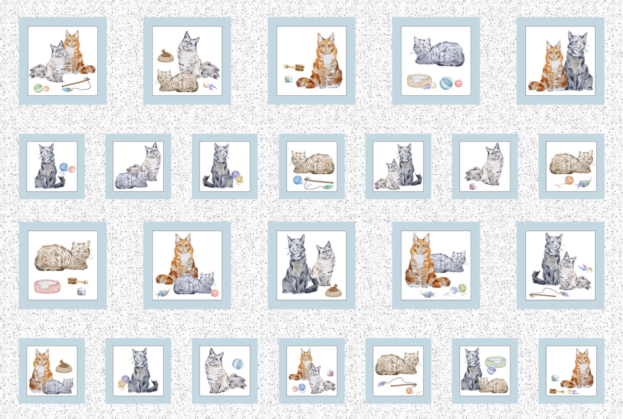 Custom Cats Kitten Blocks Cotton Quilting Fabric 68cm x 110cm 24