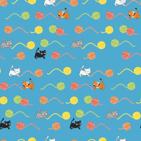 Fat Quarter Crafty Critters And Kittens With Wool 100% Cotton Fabric
