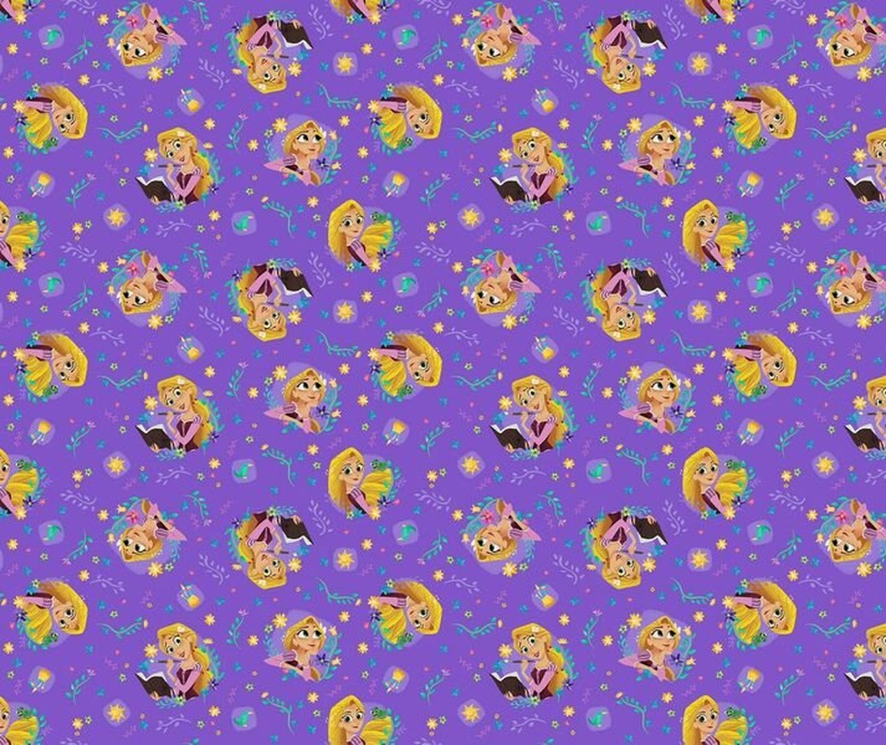 Fat Quarter Disney Princess Rapunzel Toss On Purple 100% Cotton Quilting Fabric