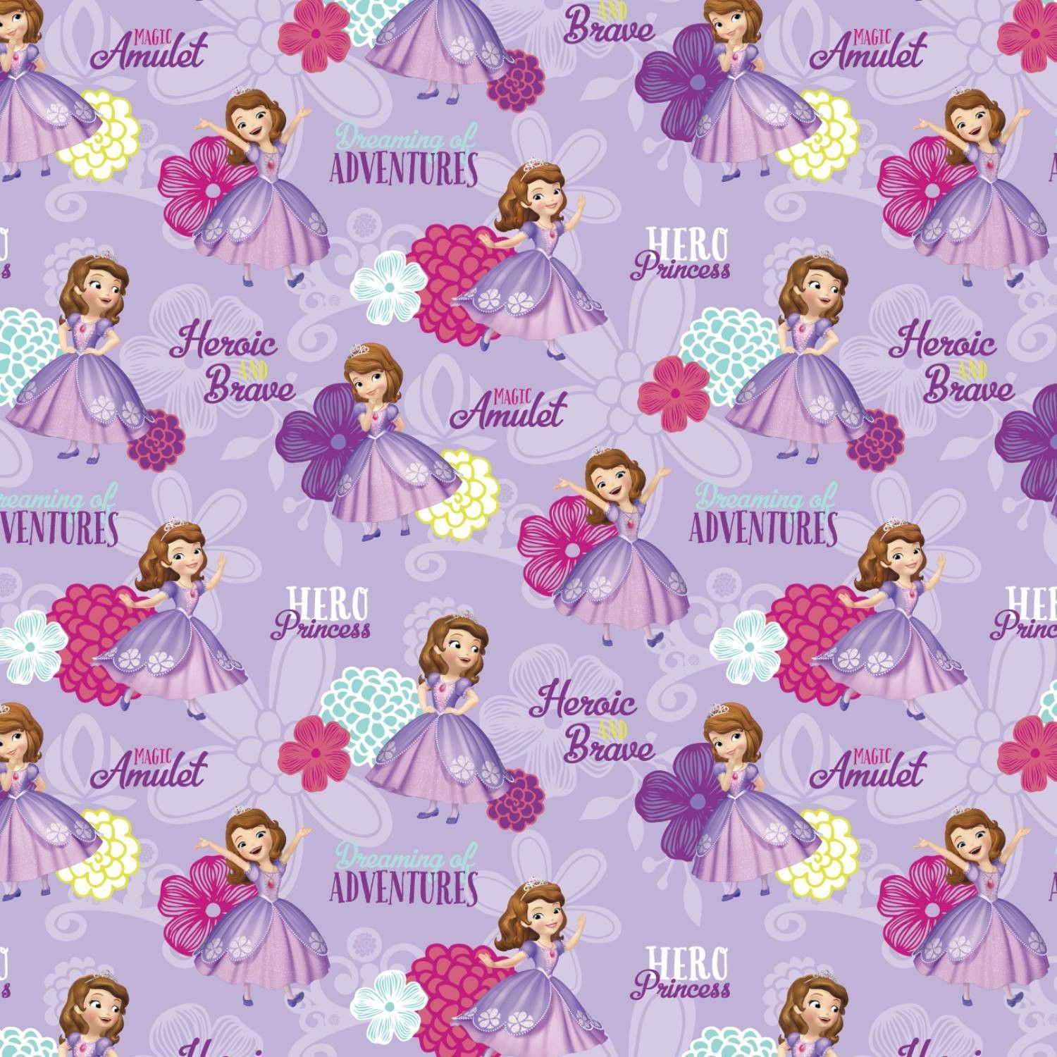 Fat Quarter Disney Sofia The First Dreaming 100% Cotton Quilting Fabric