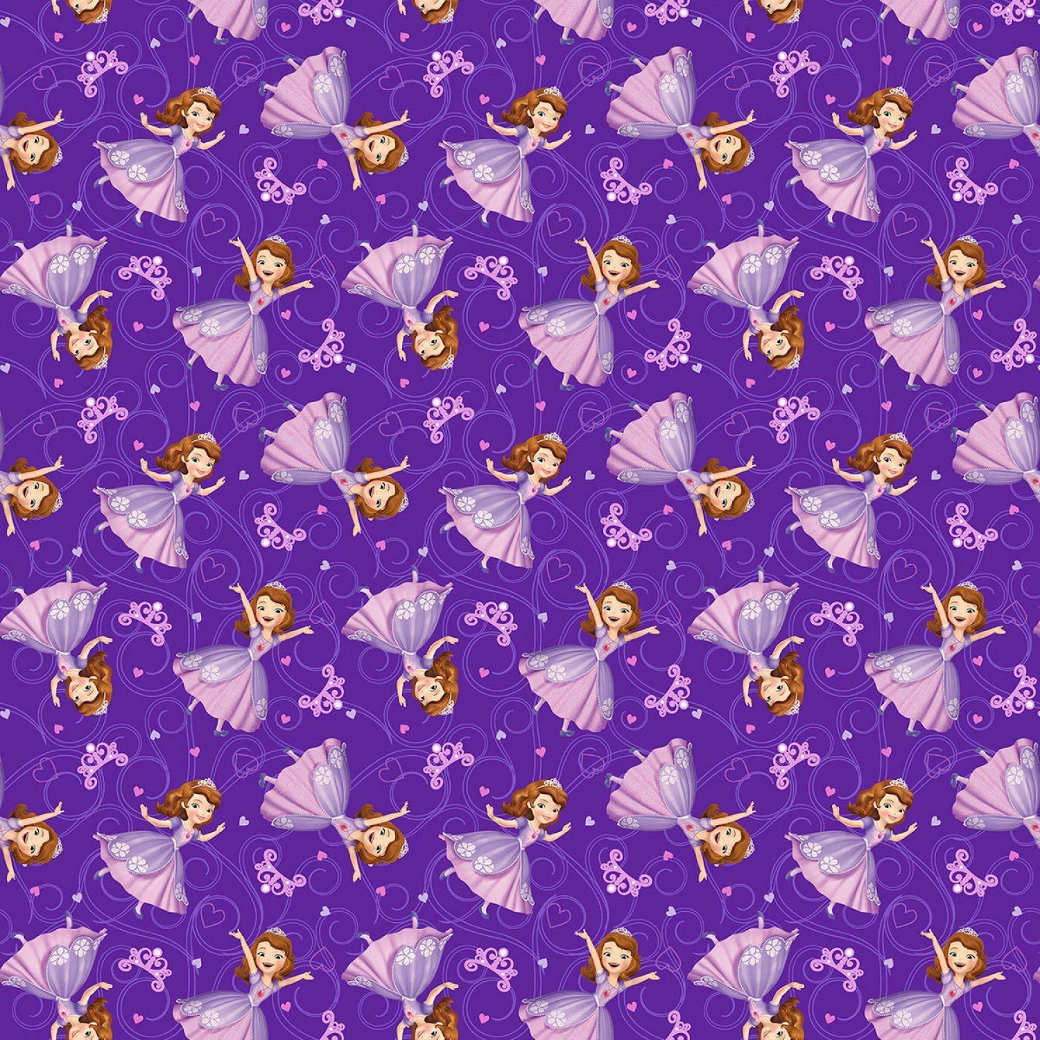 Fat Quarter Disney Sofia The First & Crowns Allover 100% Cotton Quilting Fabric