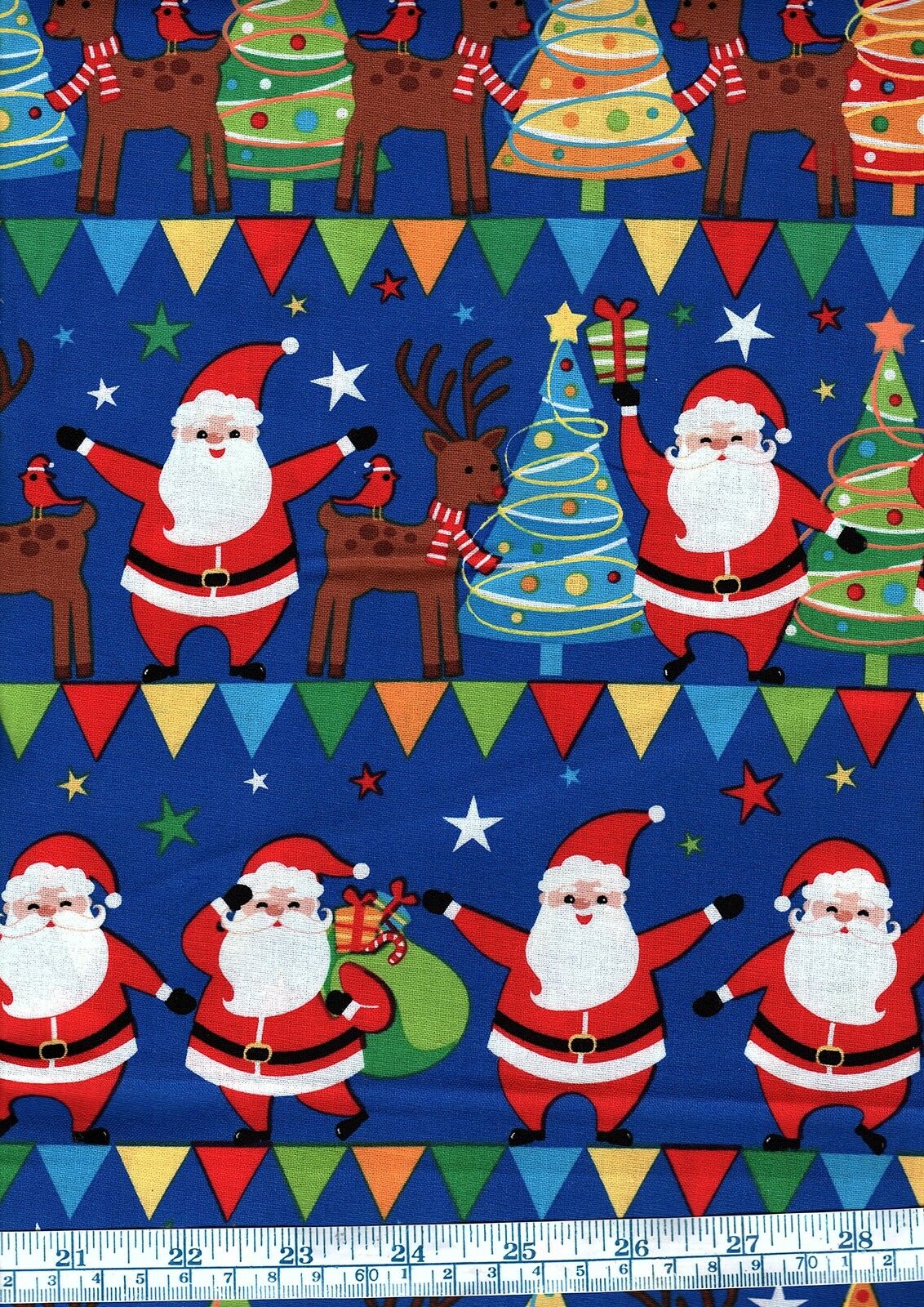 Fat Quarter Jolly Santa Stripe 100% Cotton Quilting Fabric Christmas Rudolph