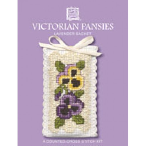 Victorian Pansies Lavender Sachet Cross Stitch Kit By Textile Heritage