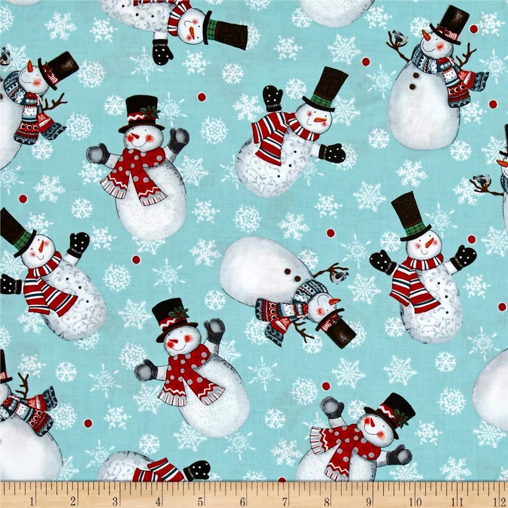 Fat Quarter Christmas Frosty Fun Snowmen On Blue 100% Cotton Fabric