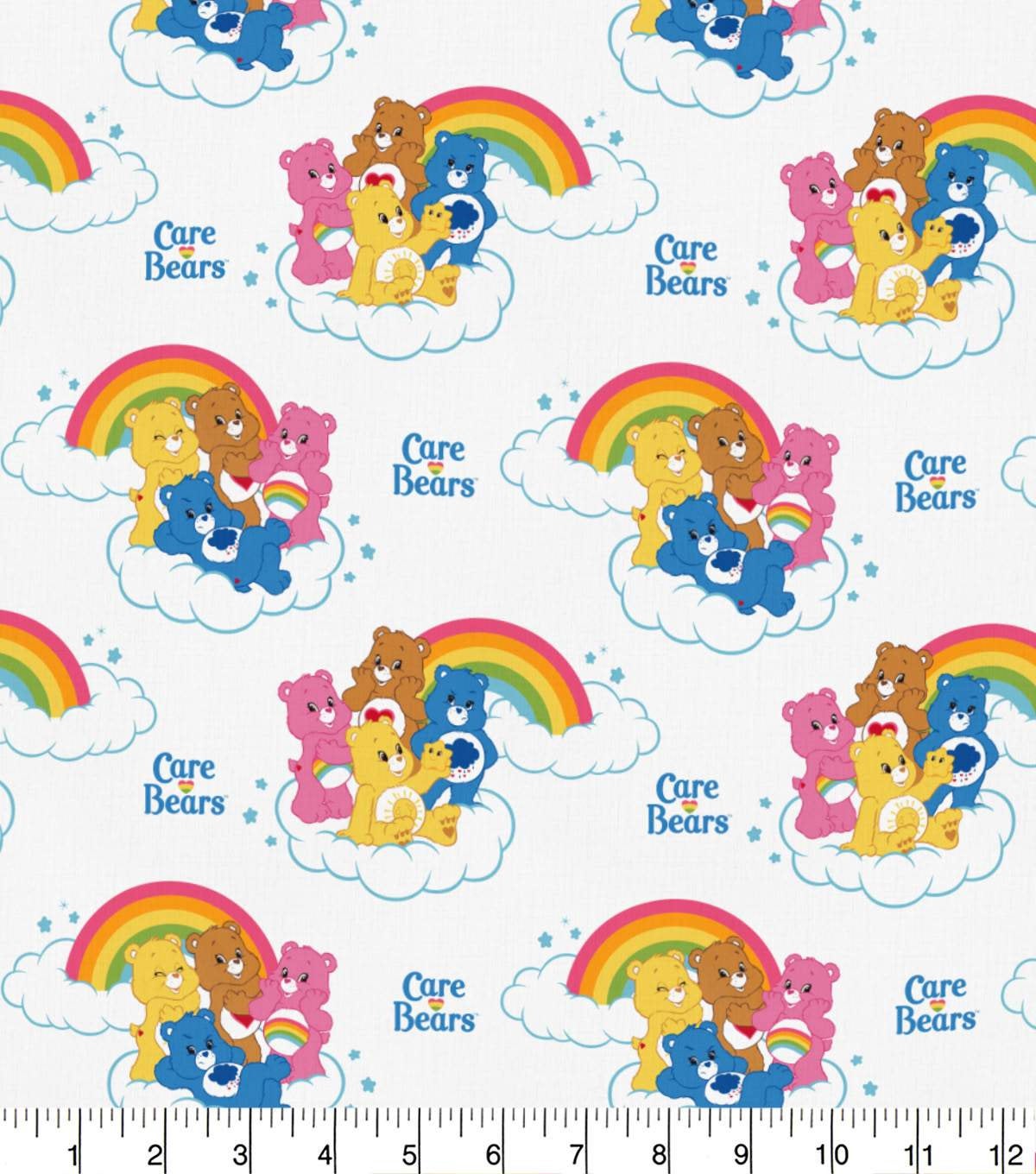 Fat Quarter Care Bears Clouds And Rainbows 100% Cotton Quilting Fabric