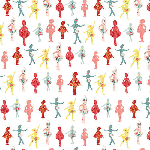 Fat Quarter Bella Ballerina Patchwork Dancers On White 100% Cotton Fabric