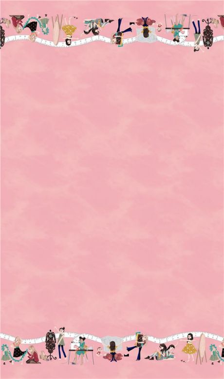 Half A Meter Of Little Sewists Border Pink 100% Cotton Fabric