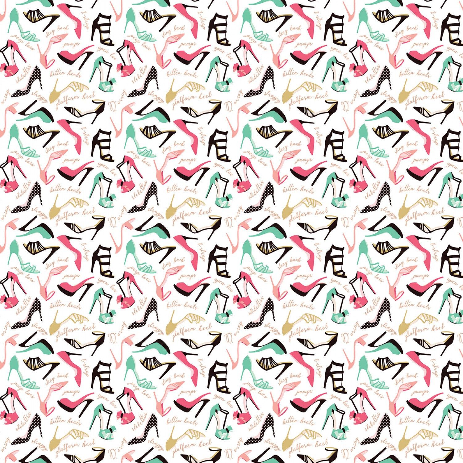 Fat Quarter Glam Girls High Heels Stiletto's White 100% Cotton Quilting Fabric