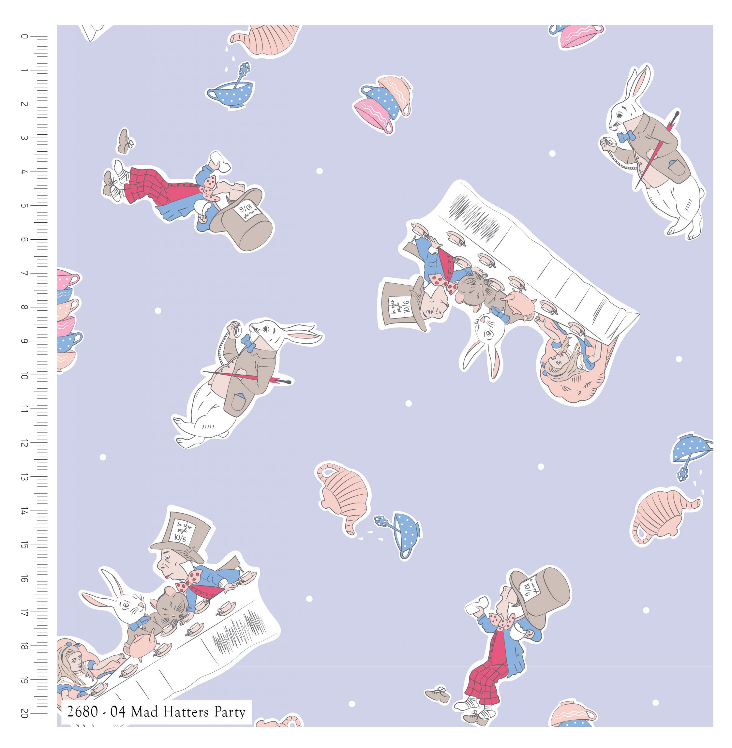Fat Quarter Alice In Wonderland Mad Hatters Party 100% Cotton Quilting Fabric