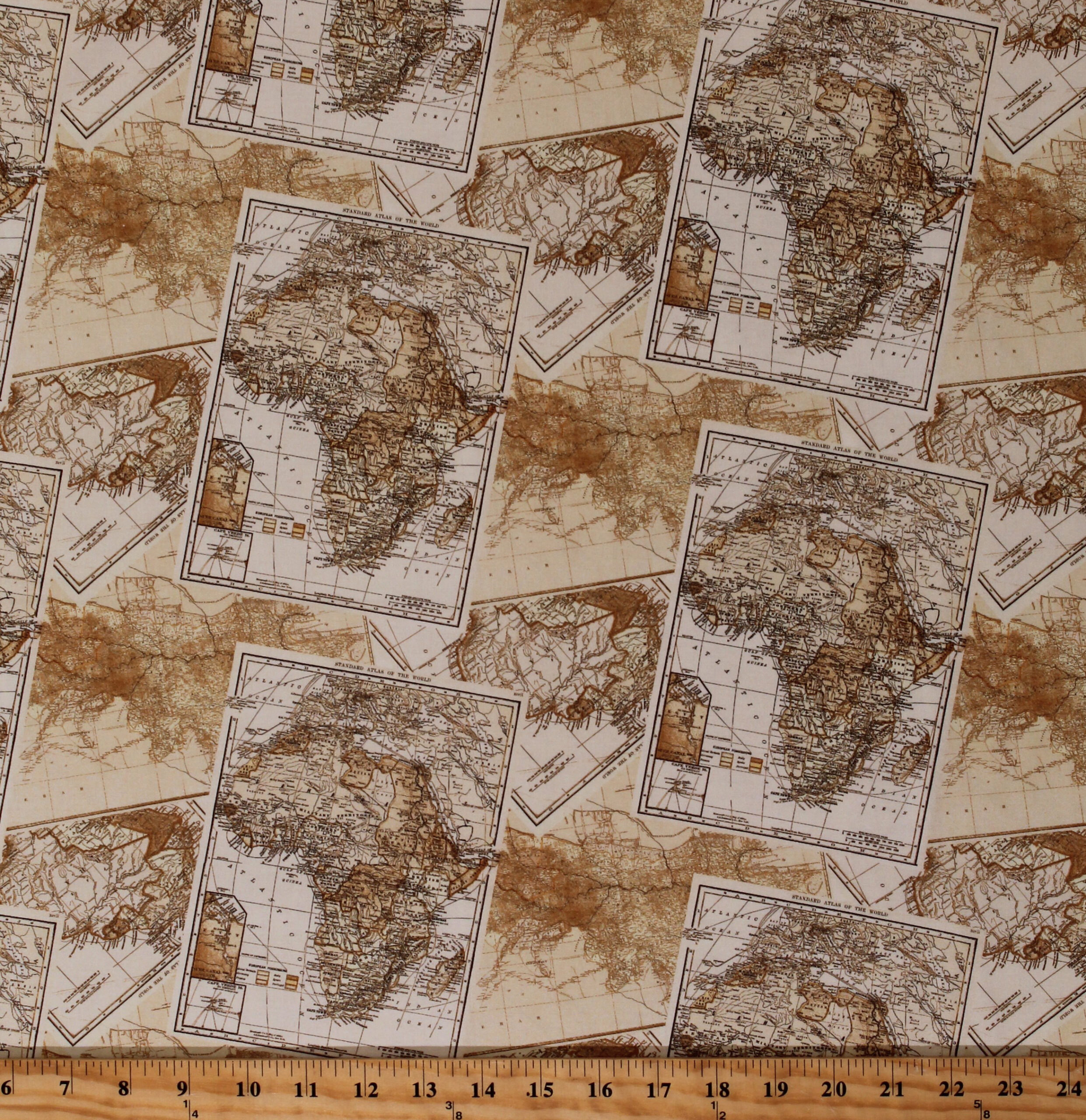 Fat Quarter Expedition Maps Allover Africa 100% Cotton Quilting Fabric