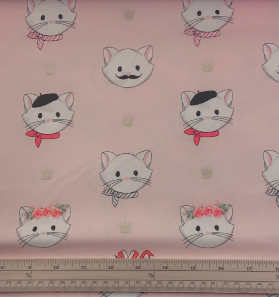 Fat Quarter Chloe And Friends White Cats On Pink 100% Cotton Quilting Fabric
