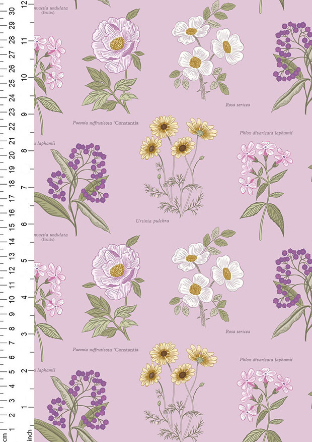 Fat Quarter Beautiful Botanic Flowers On Lilac 100% Cotton Quilting Fabric