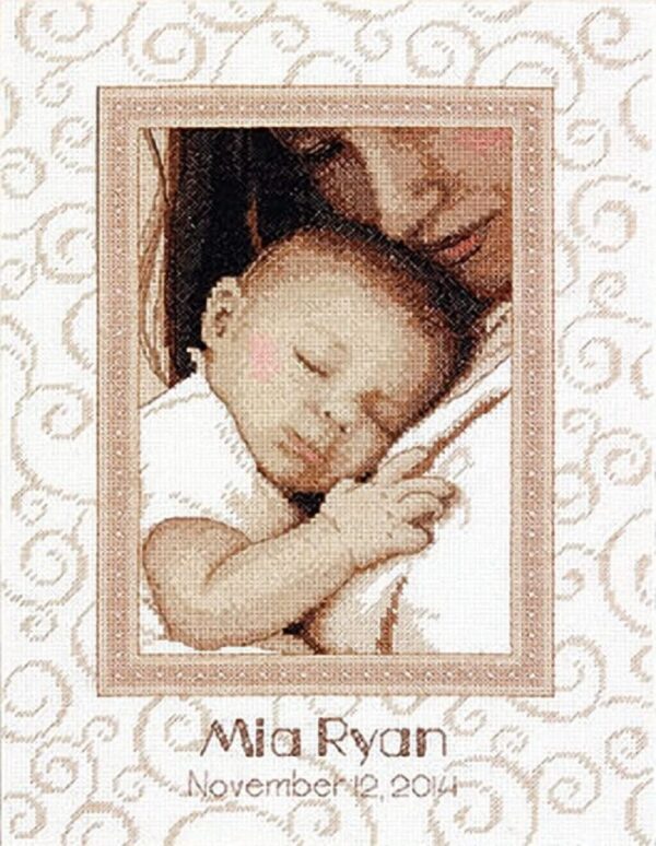 Peaceful Baby Birth Record Counted Cross Stitch Kit Dimensions