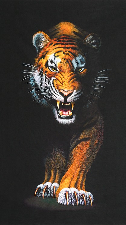 Animal Kingdom Wild Tiger Panel 100% Cotton Print Fabric