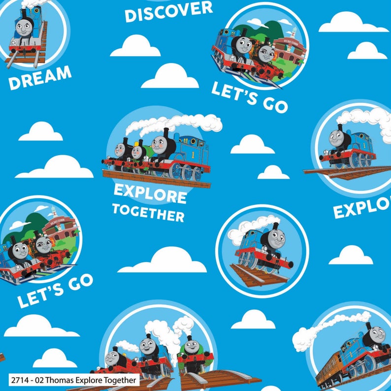 Fat Quarter Thomas The Tank Engine Explore Together 100% Cotton Quilting Fabric