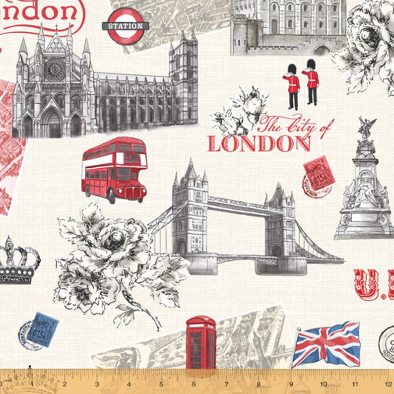 Fat Quarter London City Of London UK 100% Cotton Quilting Fabric
