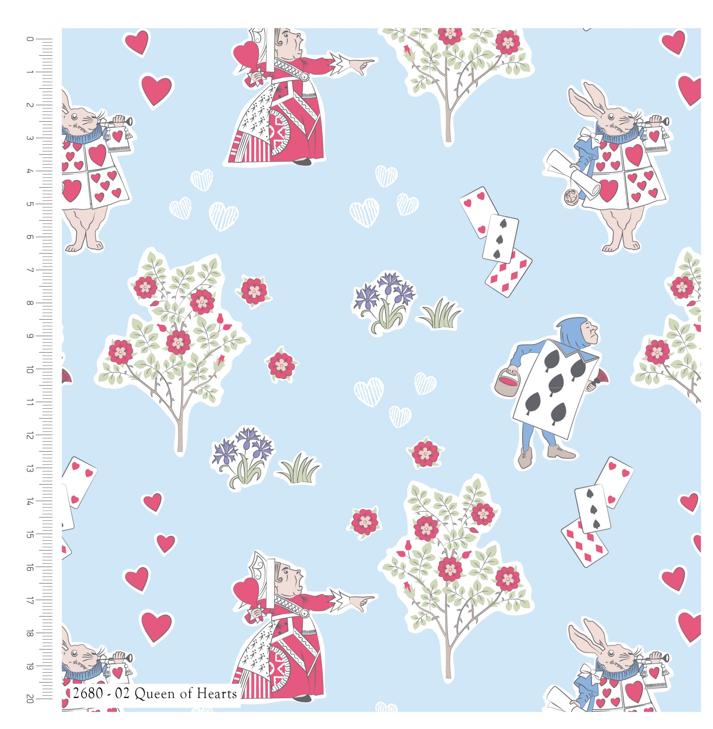 Fat Quarter Alice In Wonderland And Queen Of Hearts 100% Cotton Quilting Fabric