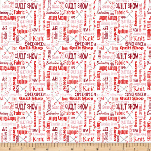 Fat Quarter It's A Shop Hop Quilting Words And Scissors 100% Cotton Fabric