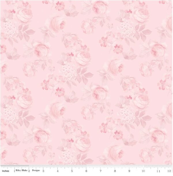 Fat Quarter Rose And Violets Garden Faded Roses Blush Pink 100% Cotton Quilting Fabric