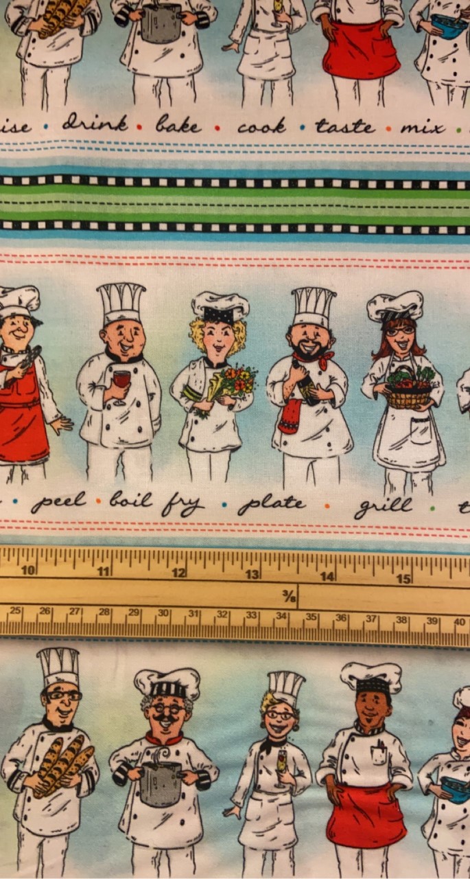 Half A Meter Of Chefs Special Cooking Stripe 100% Cotton Fabric