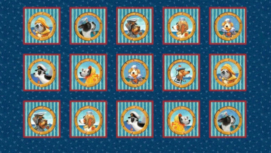 Salty Dogs Salty Old Sea Dogs Panel 100% Cotton Print Fabric