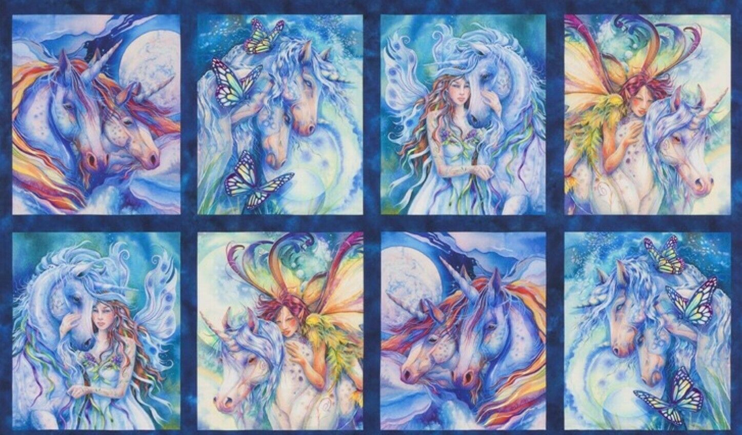Morningmoon Unicorn Fantasy Panels 100% Cotton Print Fabric