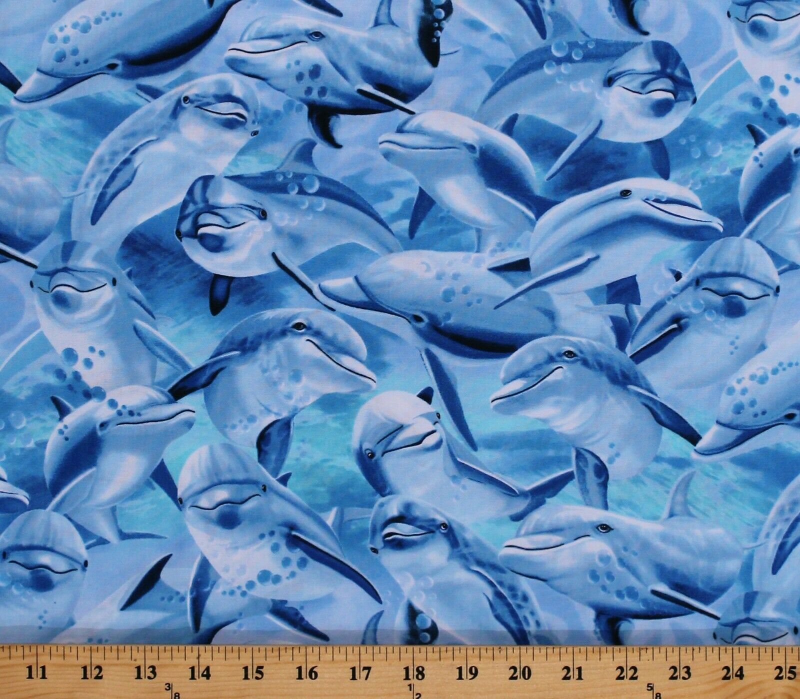 Fat Quarter Swimming Dolphins 100% Cotton Quilting Fabric - Timeless Treasures - Image 2