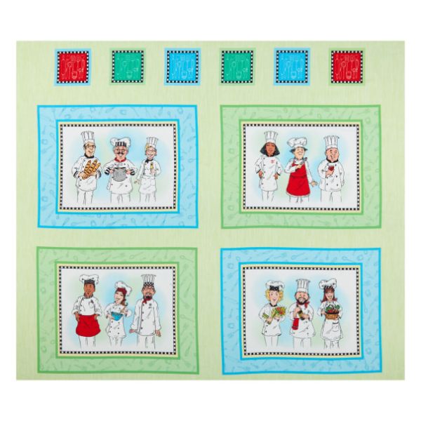 Chef's Special Cooking Food Cushion Panels 100% Cotton Print Fabric