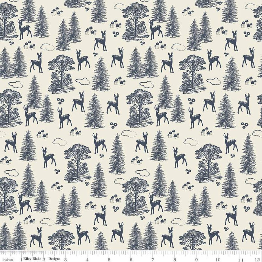 Fat Quarter Woodland Spring Christmas Winter Deer In Woods 100% Cotton Quilting Fabric